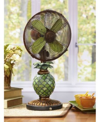 DecoBreeze Table Fan with Lamp- Mosaic Glass Pineapple