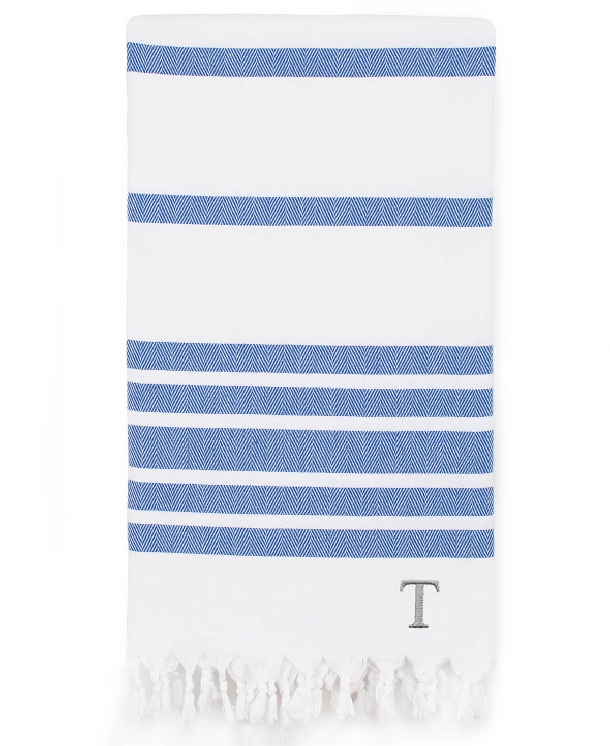 Linum Home Personalized Herringbone Pestemal Beach Towel Bedding