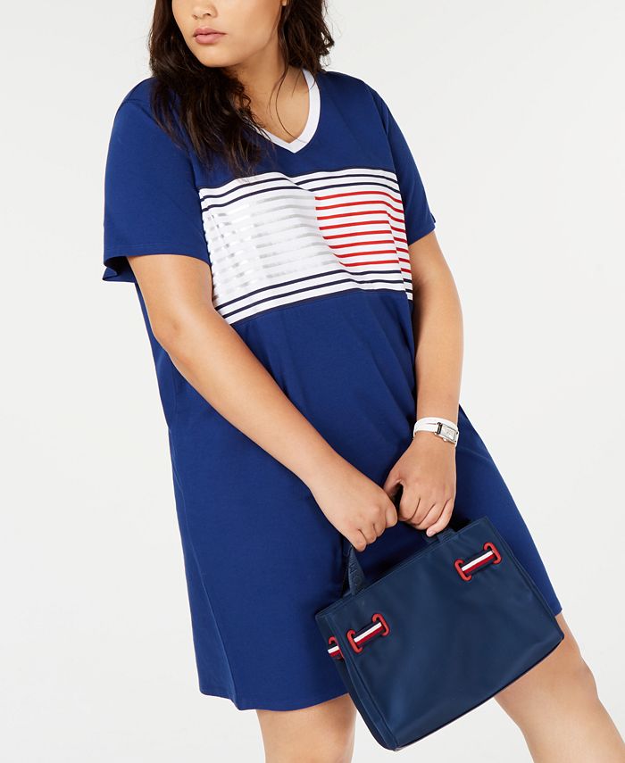 Tommy Hilfiger Women's Colorblocked Dress Blue Size X-Large
