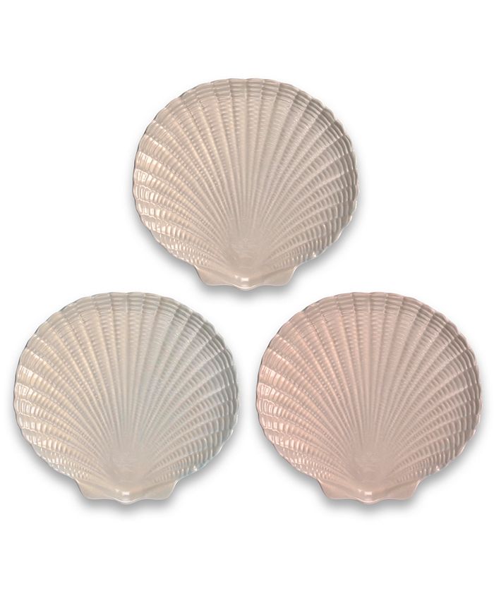 Assorted Colors 9 Coral Reef Figural Shell Shaped Salad Plate set of 3