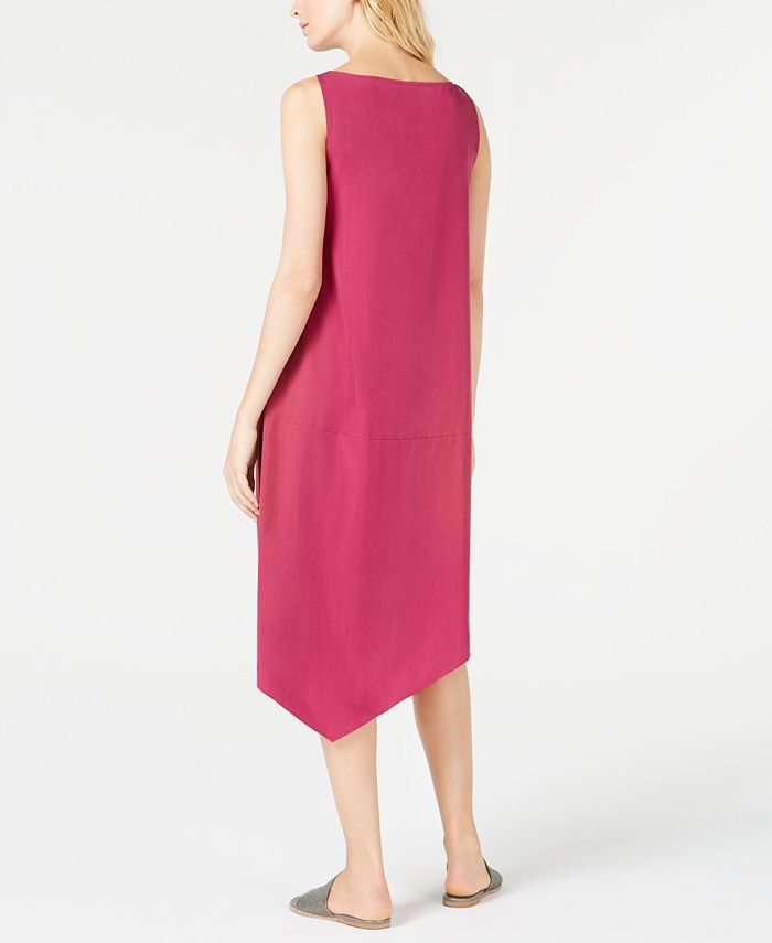 Eileen Fisher Sandwashed Tencel Asymetric Layering Dress Black Or