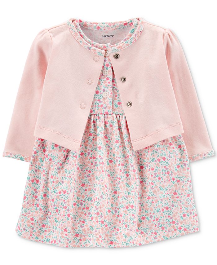 Carter's Baby Girls 2Pc. Cotton Cardigan & Printed Dress Set & Reviews
