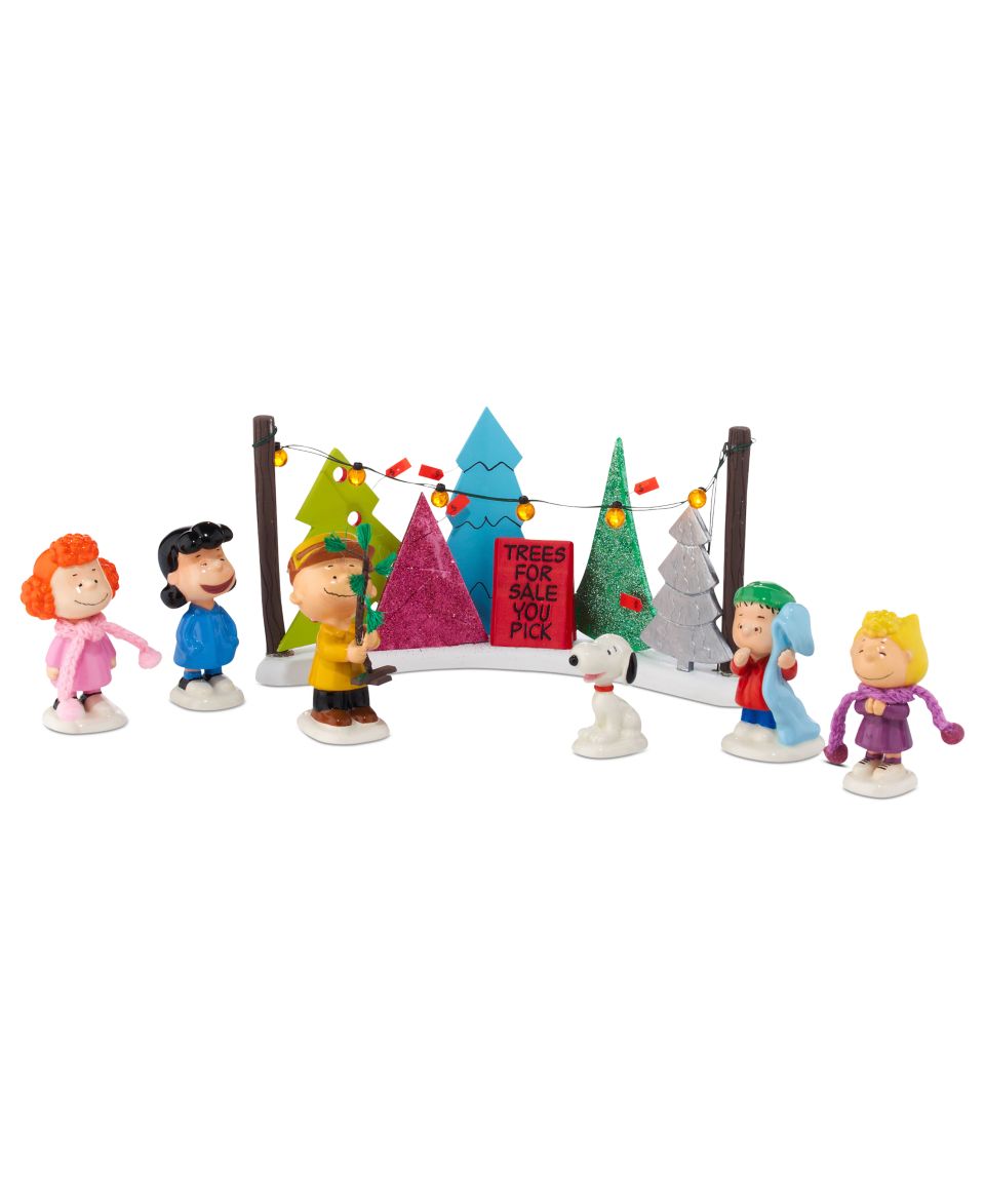 Department 56 Peanuts Village Trees for Sale 7 Piece Set   Holiday
