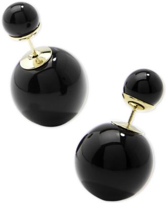 Zenzii - Gold-Tone Double Ball Front-and-Back Earrings