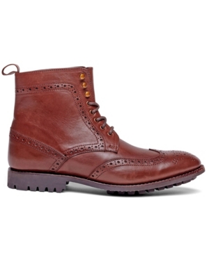 Shop Anthony Veer Men's Grant Wingtip Leather Dress Boot In Dark Brown