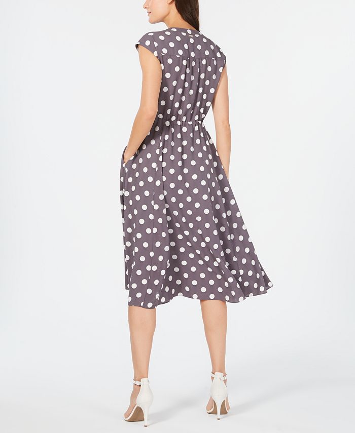 anne klein dot print midi dress