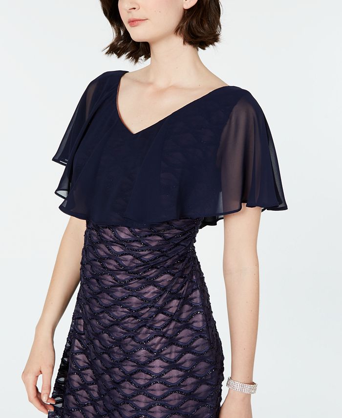 Connected ChiffonOverlay Glitter Sheath Dress Macy's