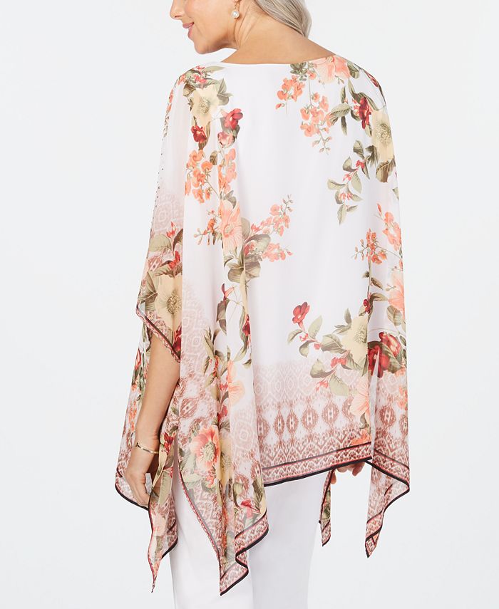 JM Collection Printed Poncho Top, Created for Macy's & Reviews - Tops ...