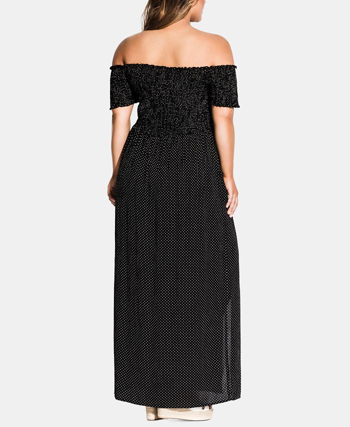 Polka Dot Smocked Maxi Dress with Pockets