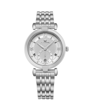 image of Alexander Watch A202B-01, Ladies Quartz Small-Second Date Watch with Stainless Steel Case on Stainless Steel Bracelet