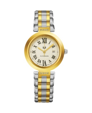 image of Alexander Watch AD203B-02, Ladies Quartz Date Watch with Yellow Gold Tone Stainless Steel Case on Yellow Gold Tone Stainless Steel Bracelet