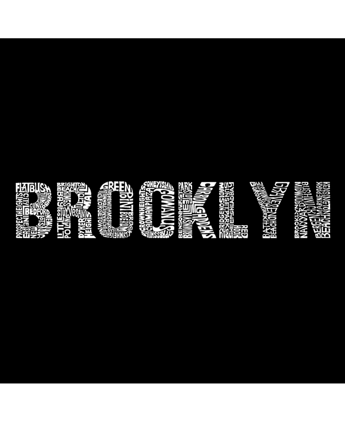 La Pop Art Mens Word Art T-Shirt - Brooklyn Neighborhoods