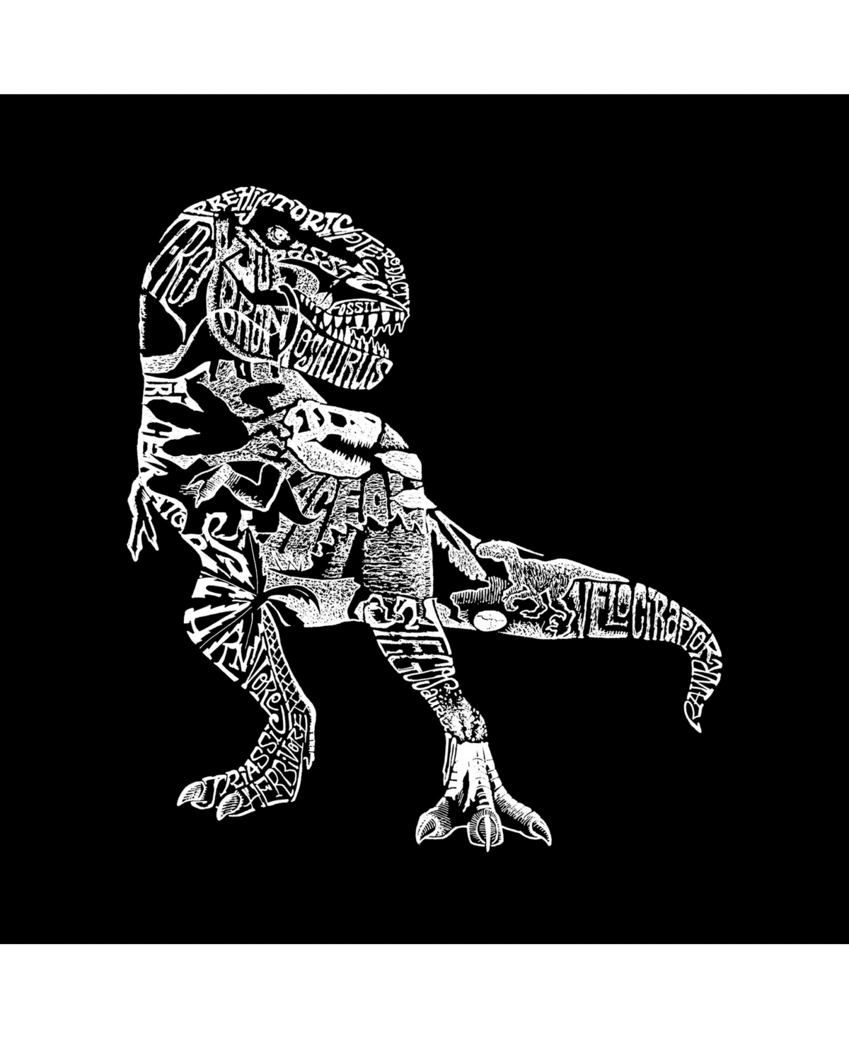 La Pop Art Mens Word Art T-Shirt - Dinosaur