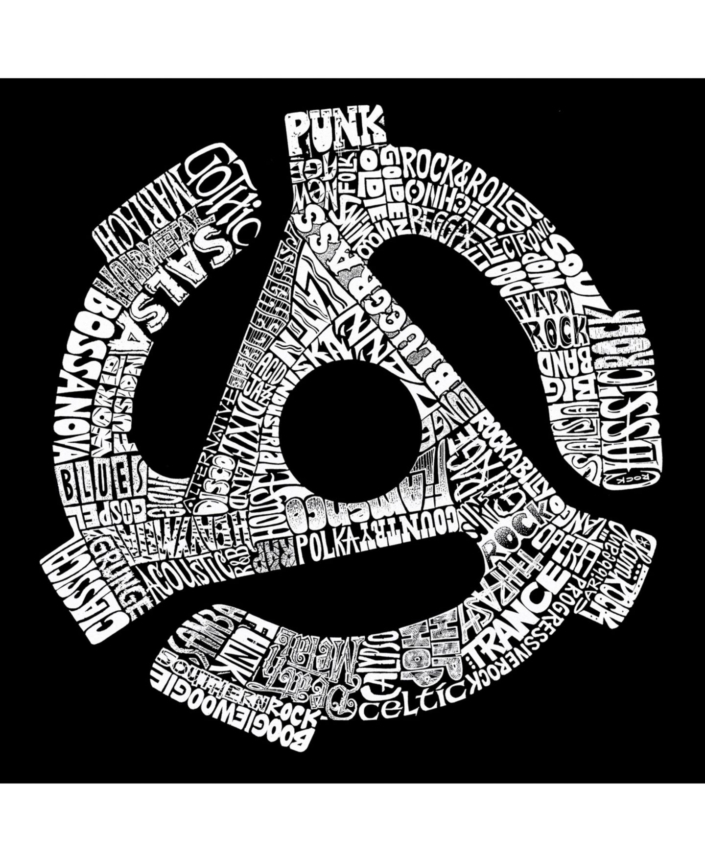 Мужская футболка LA Pop Art Cotton/Poly Blend Word Art - Record Adapter, цвет: Чёрный — фото 2