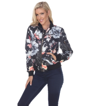 White Mark Women's Floral Bomber Jacket