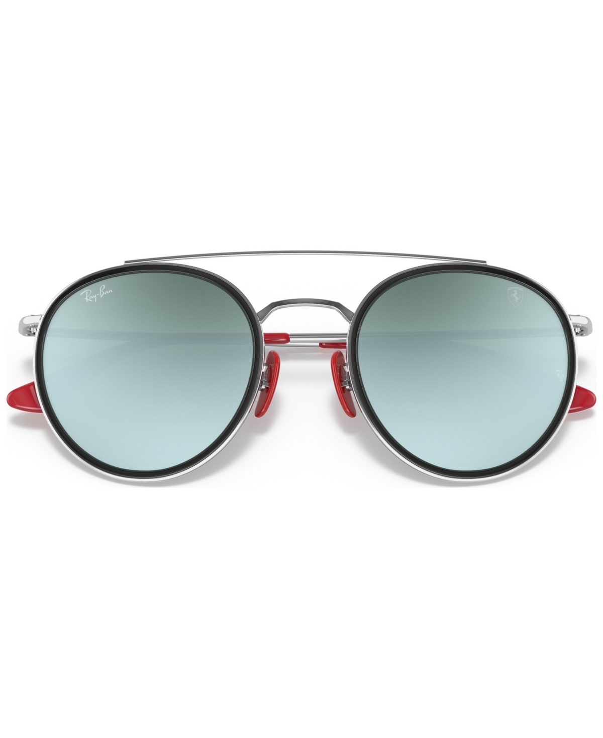 Shop Ray Ban Men's Sunglasses, Rb3647m Scuderia Ferrari Collection 51 In Silver,light Green Mirror Silver