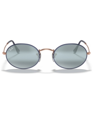 Ray Ban 54mm Round Sunglasses - Gold/ Blue Mirror In Copper On Top Matte Dark Blue/blue Bi-mirror Grey