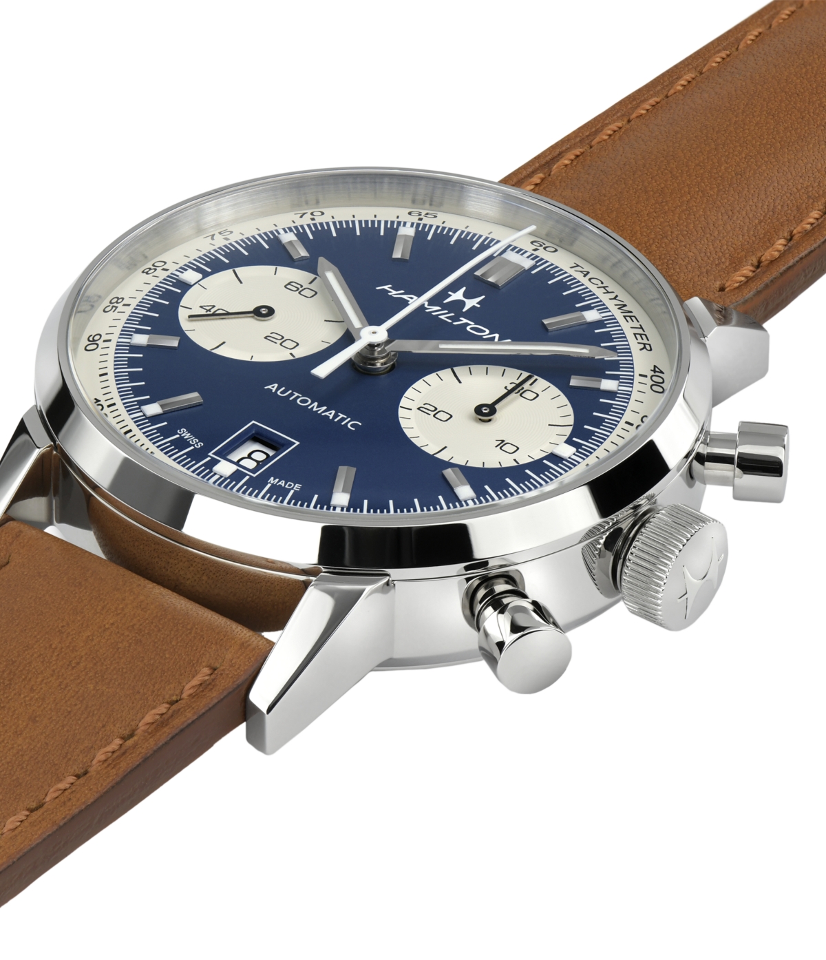 Shop Hamilton Men's Swiss Automatic Chronograph Intra-matic Brown Leather Strap Watch 40mm