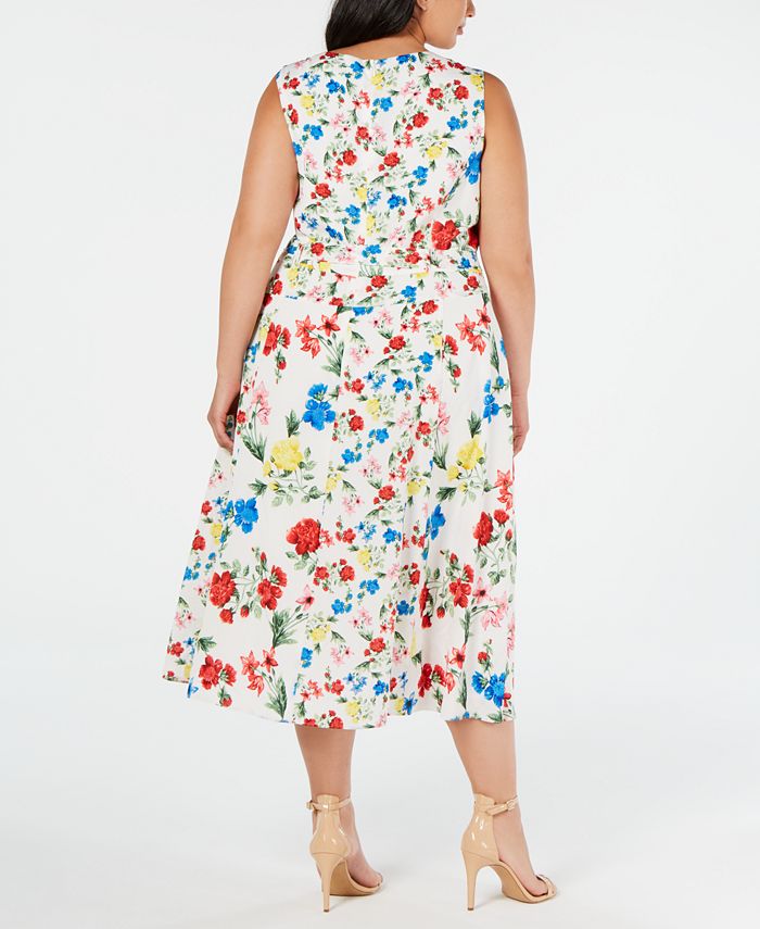 Calvin Klein Plus Size Mixed-Floral-Print Dress - Macy's