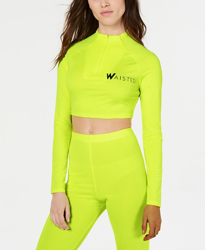 Waisted LongSleeve Biker Crop Top Macy's