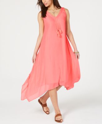 Style & Co - Asymmetrical-Hem Tassel Dress