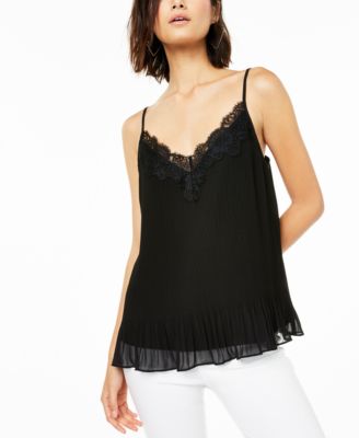 Bar III - Lace-Trim Pleated Cami Top