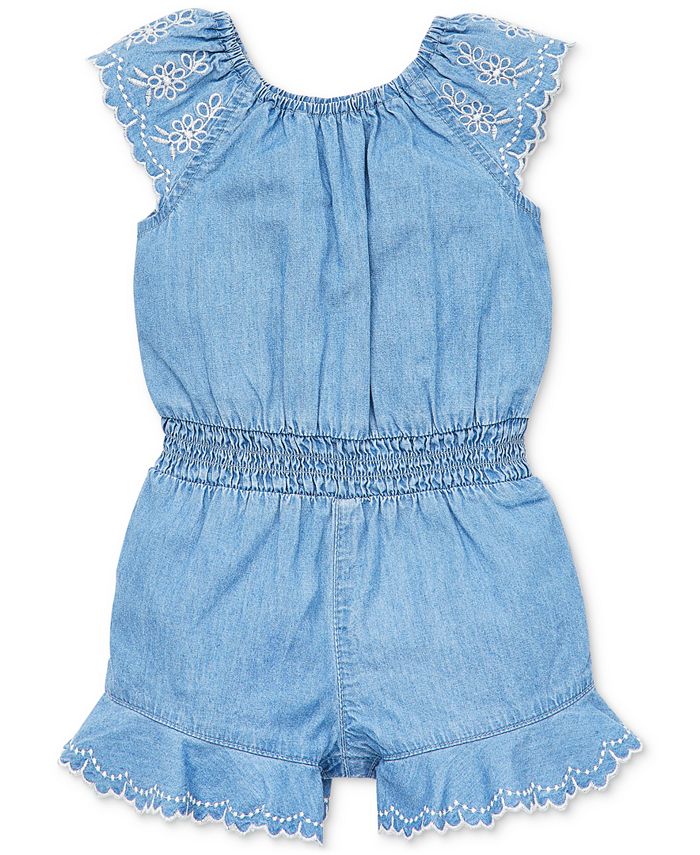 Little Me Baby Girls April Cotton Chambray Romper - Macy's