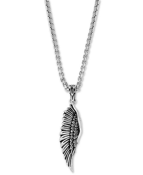 alfani EFFY Collection EFFY® Men's Wing 22" Pendant Necklace in Sterling Silver Jewelry & Watches