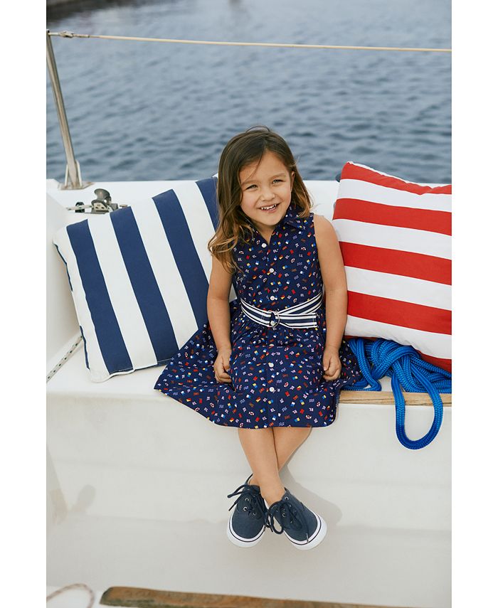 Polo Ralph Lauren Toddler Girls Flag Belted Cotton Shirtdress - Macy's