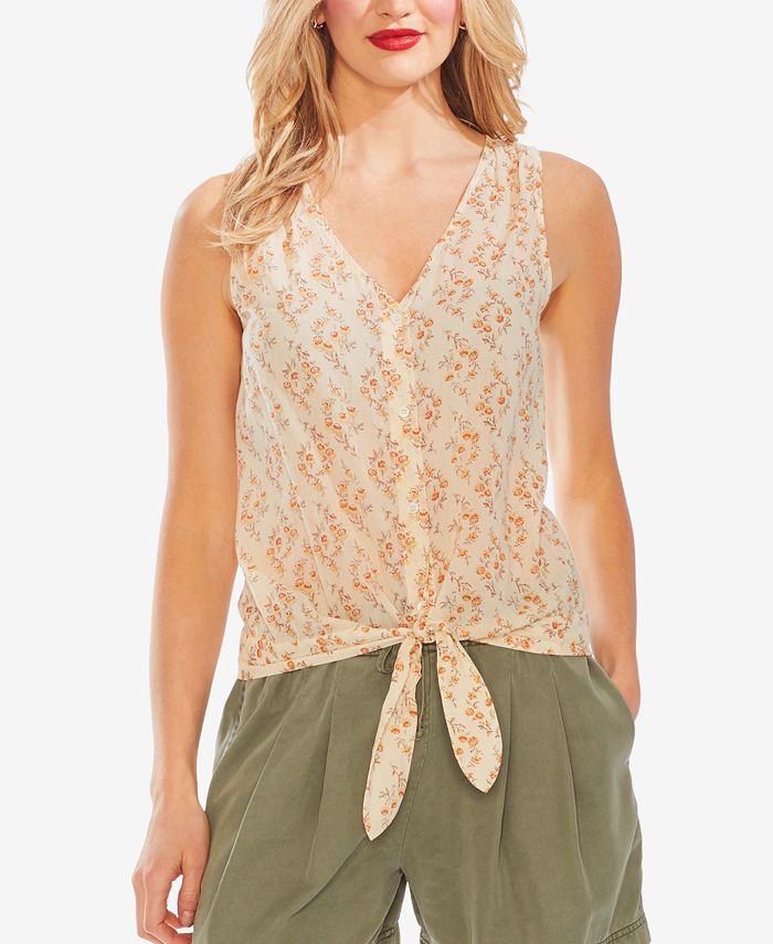 Vince Camuto Floral-Print Button-Through Top - Macy's