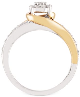 Two-Tone Diamond Cluster Bridal Ring (1/2 ct. t.w.) in 14k White Gold and 14k Gold