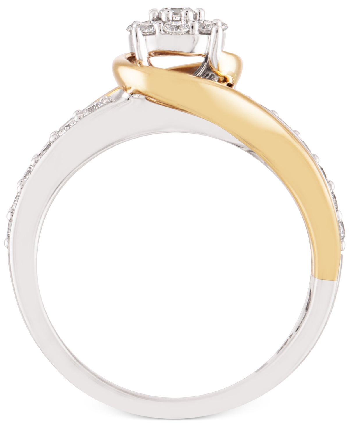 Two-Tone Diamond Cluster Bridal Ring (1/2 ct. t.w.) in 14kGold and 14k Gold - White/Yellow Gold