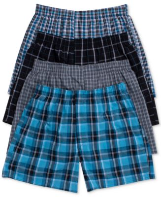 Hanes Premium Men's 4pk Knit Boxers - Blue/Black S