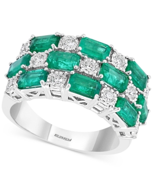 image of Effy Emerald (2-5/8 ct. t.w.) & Diamond (1/3 ct. t.w.) Statement Ring in 14k White Gold