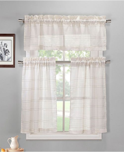 Duck River Textile Maui Striped Kitchen Curtain Set ...