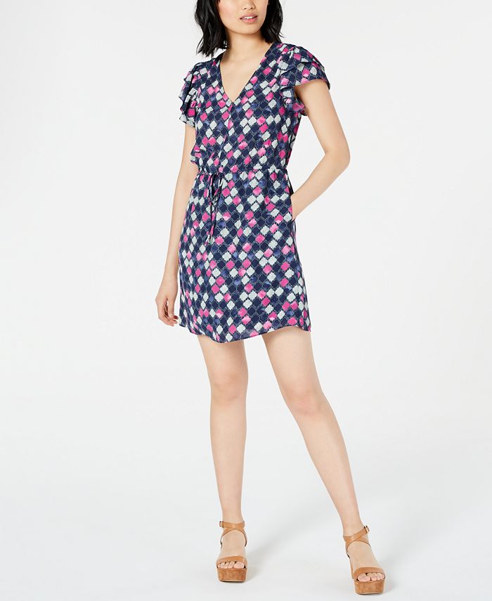 Maison Jules Printed Flutter-Sleeve Fit & Flare Dress, Created for Macy ...