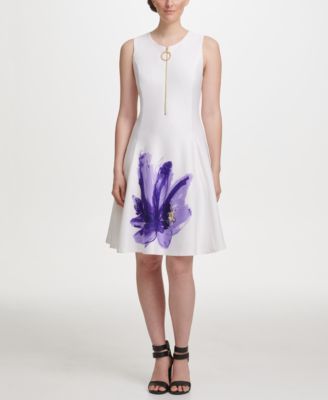 DKNY - Logo Zipper Fit & Flare Dress