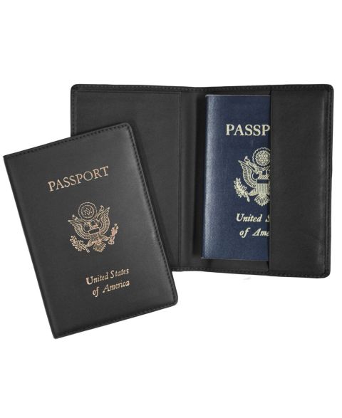 ROYCE New York Men's Foil Stamped RFID Blocking Passport Case