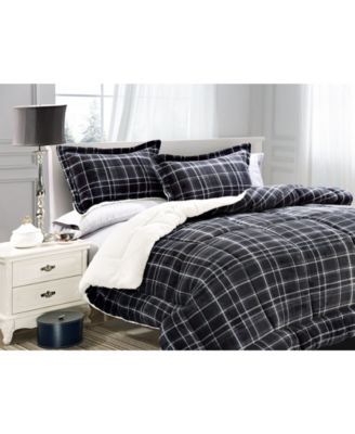 Plaid Micromink/Sherpa Reversible Down Alternative Microsuede 3-Pc. Comforter Sets, King/California King