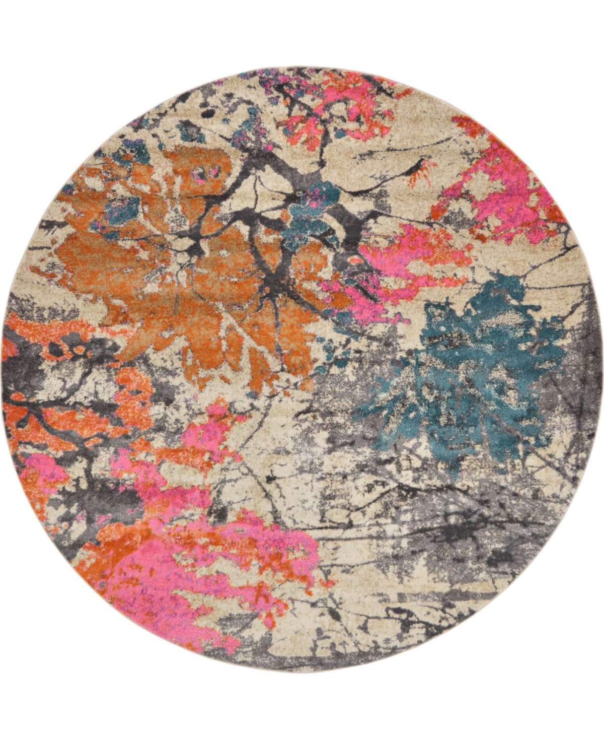 Bayshore Home Aroa Aro6 Beige 8' x 8' Round Area Rug - Beige