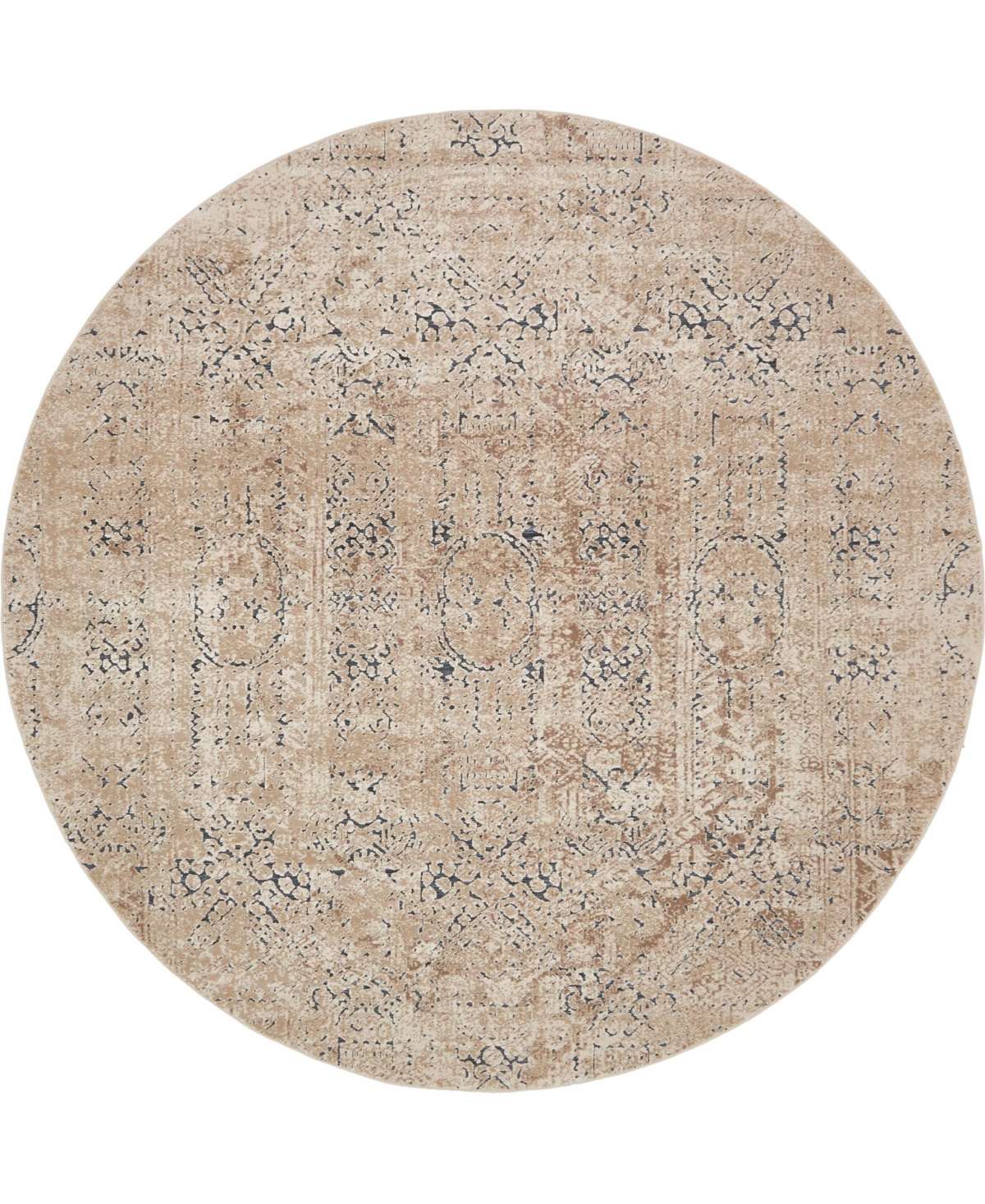 Bayshore Home Odette Ode1 8' x 8' Round Area Rug - Beige