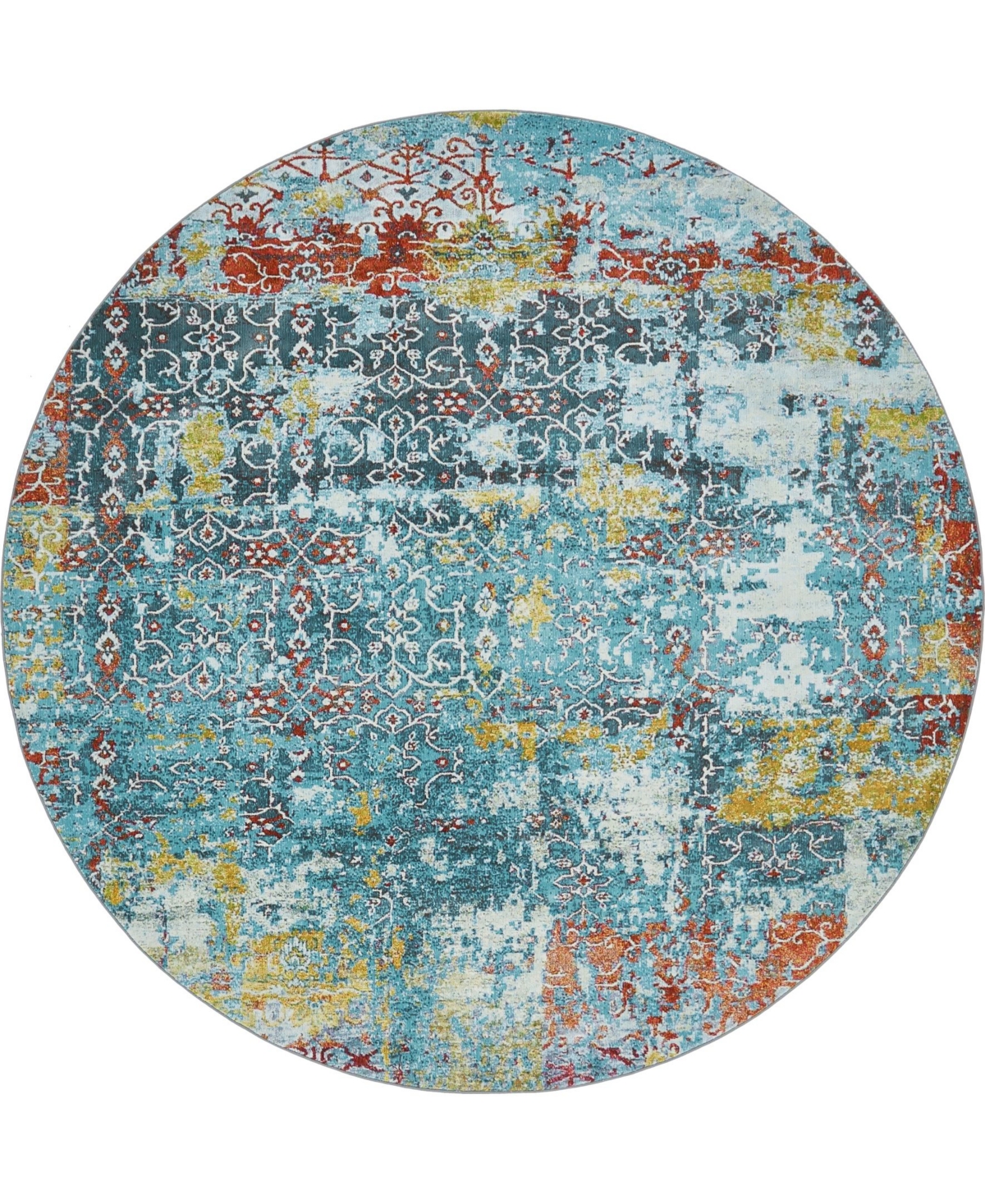 Bayshore Home Kenna Ken8 Teal 8' 4in x 8' 4in Round Area Rug - Teal