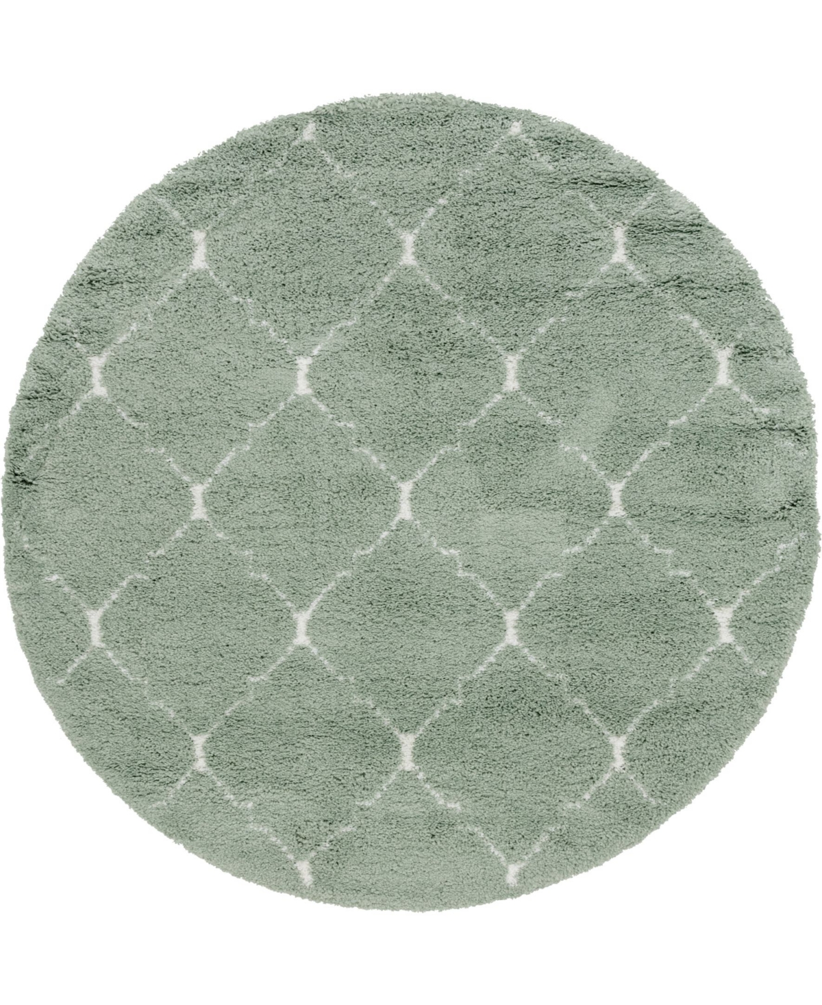 Bayshore Home Fazil Shag Faz5 Light Green 8' x 8' Round Area Rug - Light Gree