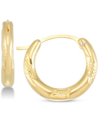 Signature Gold - Diamond Accent Patterned Hoop Earrings in 14k Gold Over Resin