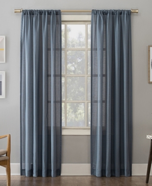 No. 918 Amalfi 54" X 84" Linen Blend Textured Sheer Rod Pocket Curtain Panel In Denim