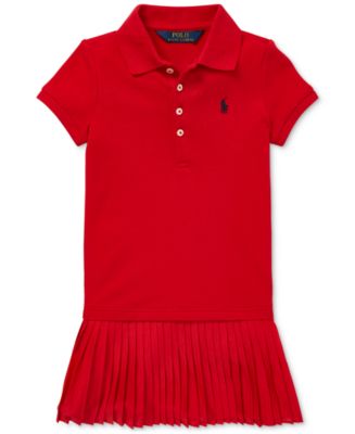 Polo Ralph Lauren Little Girls Pleated Mesh Polo Dress - Macy's