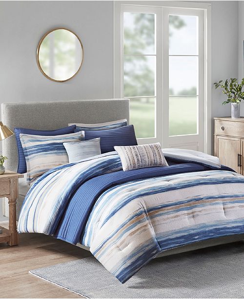 Madison Park Marina 8 Pc Printed Seersucker Comforter And