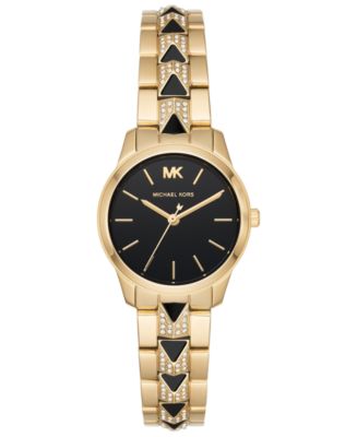 Michael Kors Womens Petite Runway Mercer Gold-Tone Stainless Steel Bracelet  Watch 28mm MK6672 - Macy's