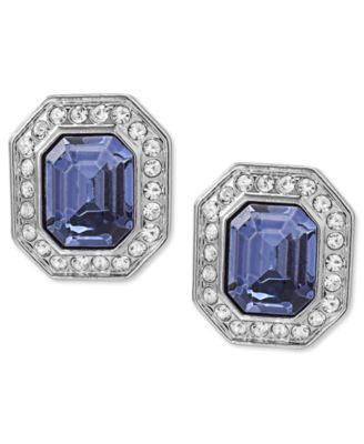 Carolee - Earrings, Silver-Tone Emerald-Cut Clip-On Earrings