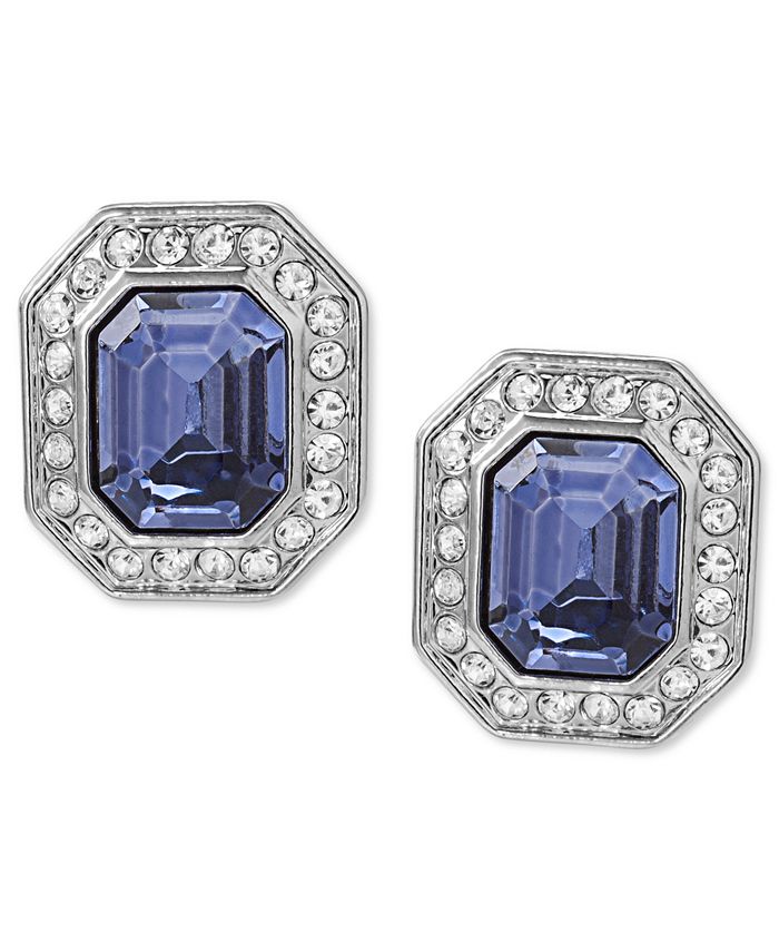 Carolee Earrings Silver Tone Emerald Cut Clip On Earrings Macy s